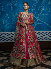 Mushq Stardust Exclusive Wedding Embroidered Net 3 Piece Unstitched Suit MQ24SW D-08 RED CARPET